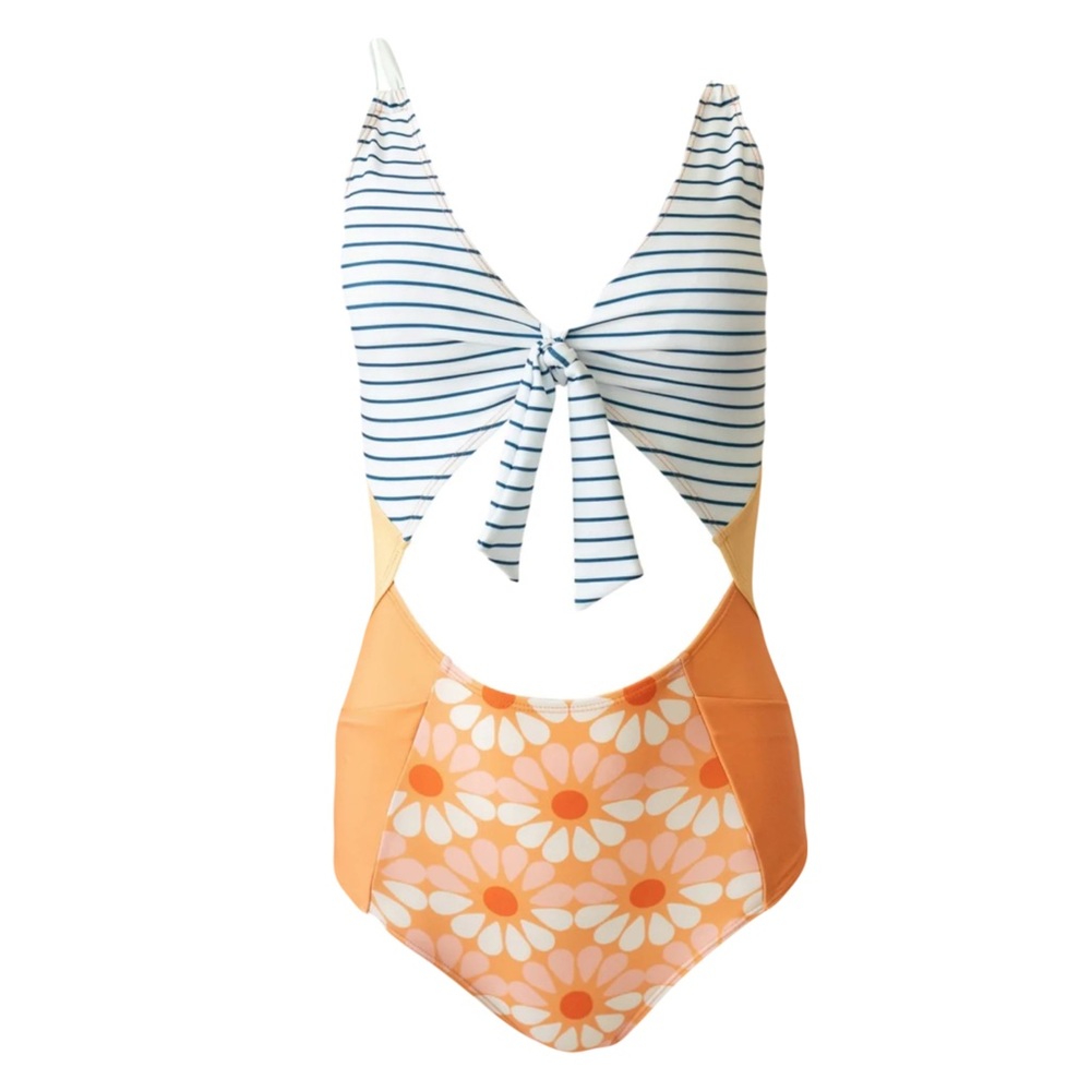 Nani Swimwear Floral and Stripe Center Cutout One Piece Swimsuit Size XL - Picture 2 of 7